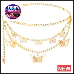 Multi-Layer Butterfly Waist Chain Retro Elegant Adjustable Y2K Trendy